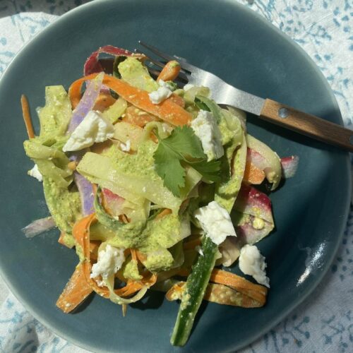 serving of carrot, cucumber and daikon salad.
