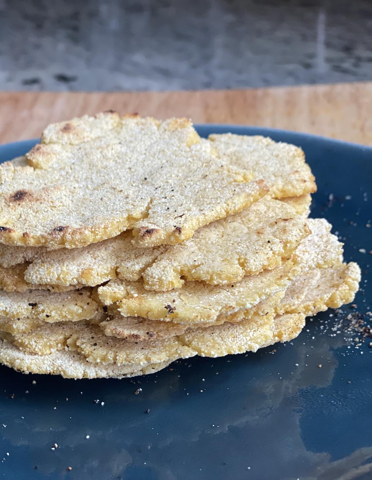 stack of mini tortillas.
