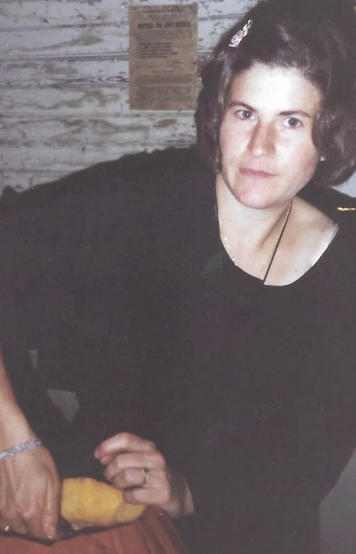 blog author working in kitchen with pumpkin